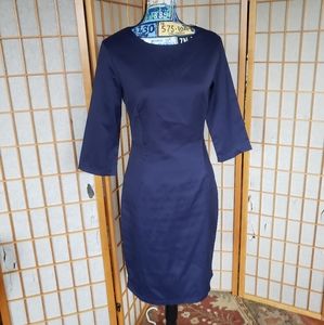 Midi Navy Blue Dress by Unni